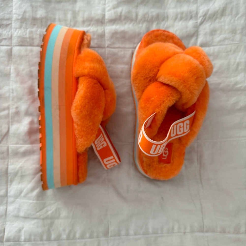 orange platform UGG slippers